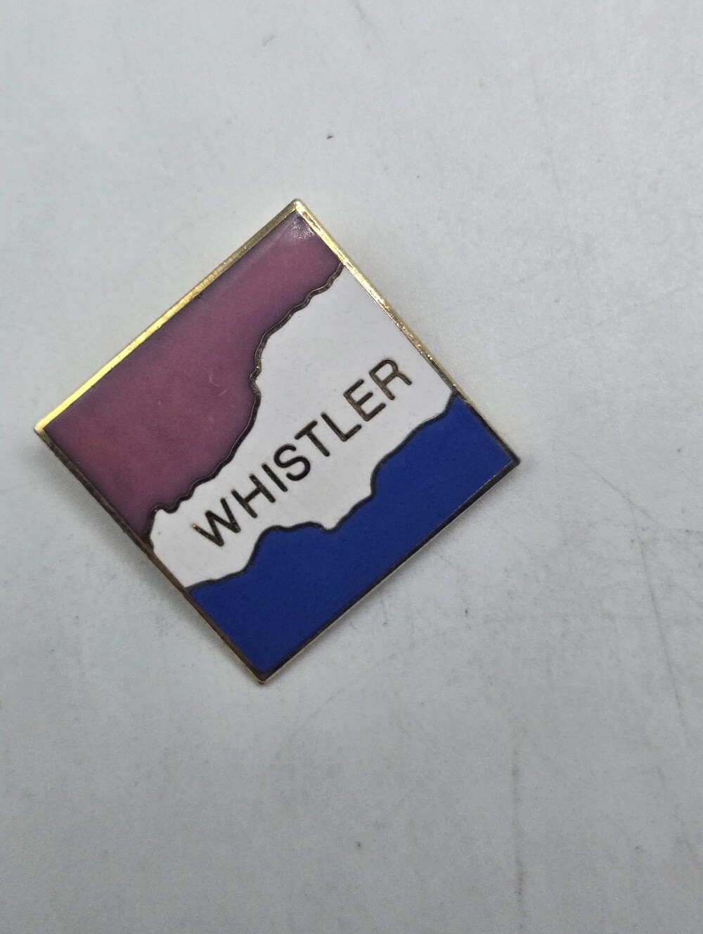 80's Whistler Mountain Ski Resort Lapel Pin Canada Souvenir God Tone Enamel VTG